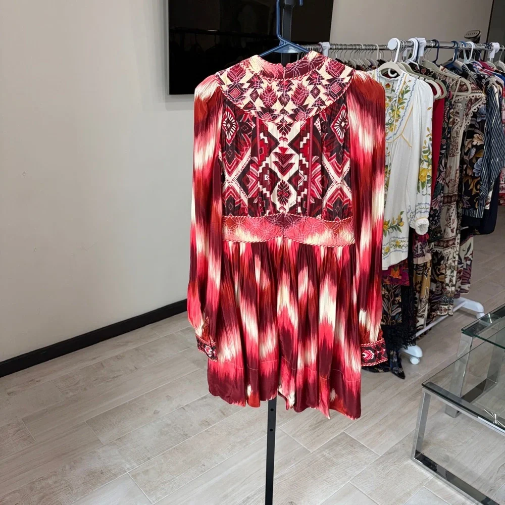 Farm Rio: Red Amanda Stripes Tapestry Quilted Mini Dress